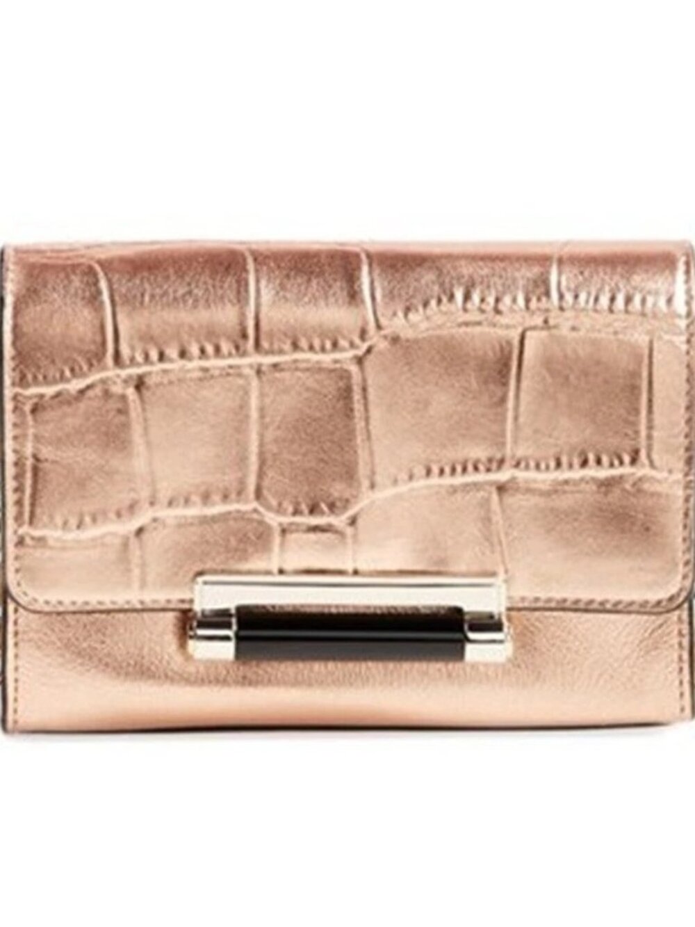 Diane von Furstenberg 440 Mini Croc Embossed Rose Gold Leather Cross Body Bag